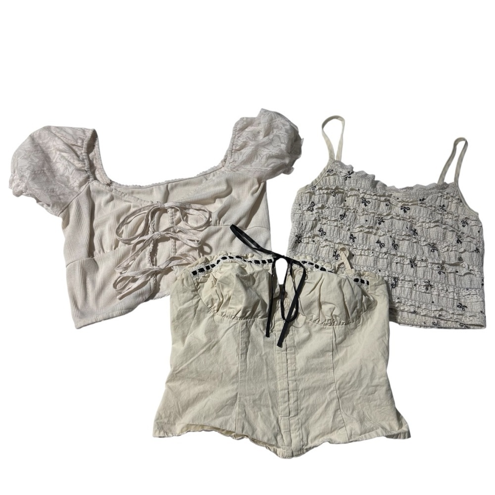 Cider Crop Tops Bundle (Set of 3) – Size XS – Cottagecore Layering Milkmaid